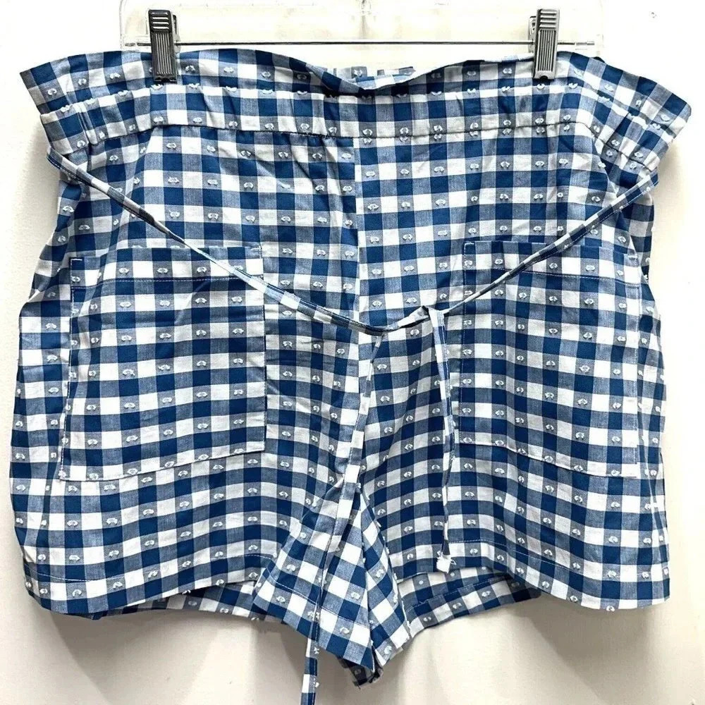 NWT LAUREN CONRAD Women Pockets Elastic Waist Pull On Culotte Blue Shorts Sz XXL